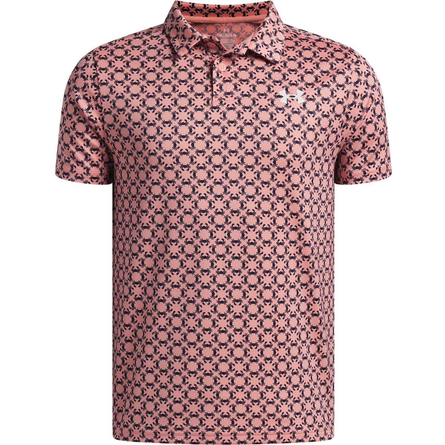 Pink-Navy - Front - Under Armour Boys Matchplay Polo Shirt