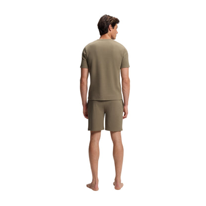Brown - Back - Boss Mens Waffle Knit T-Shirt