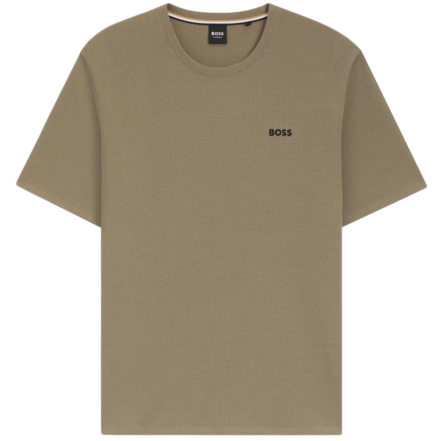 Brown - Front - Boss Mens Waffle Knit T-Shirt