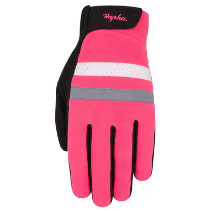 Hi Vis Pink - Front - Rapha Brevet Suede Reflective Cycling Gloves