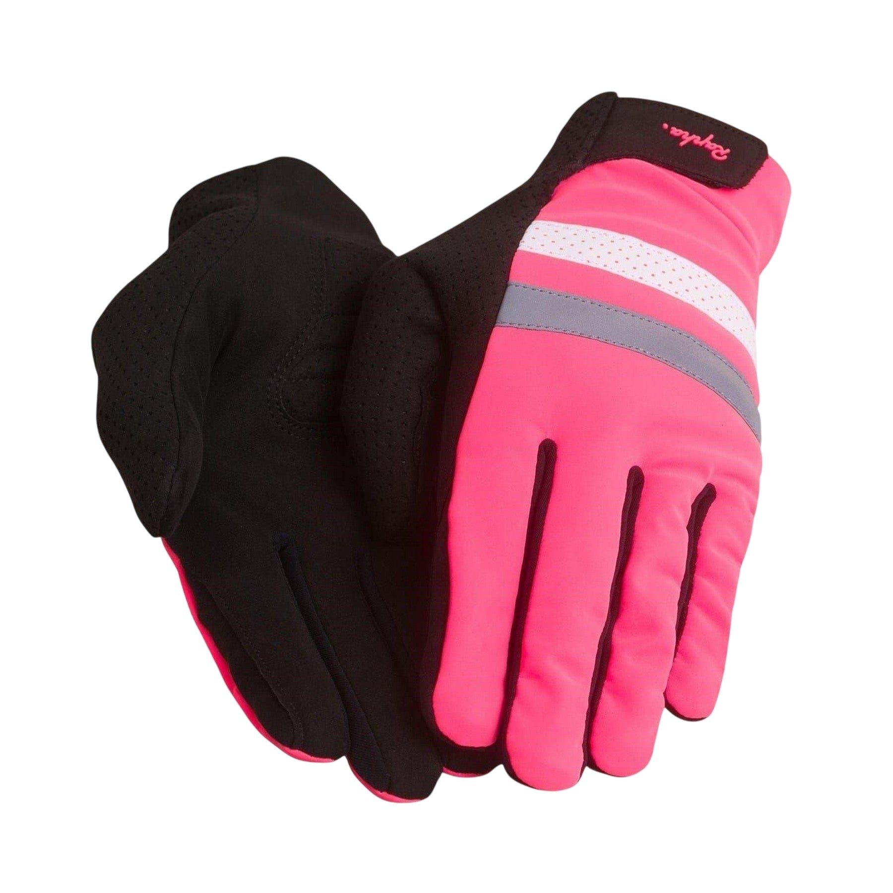 Hi Vis Pink - Side - Rapha Brevet Suede Reflective Cycling Gloves