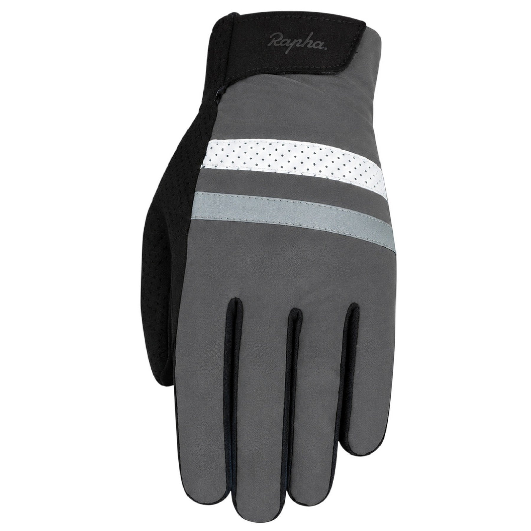 Black - Front - Rapha Brevet Suede Reflective Cycling Gloves