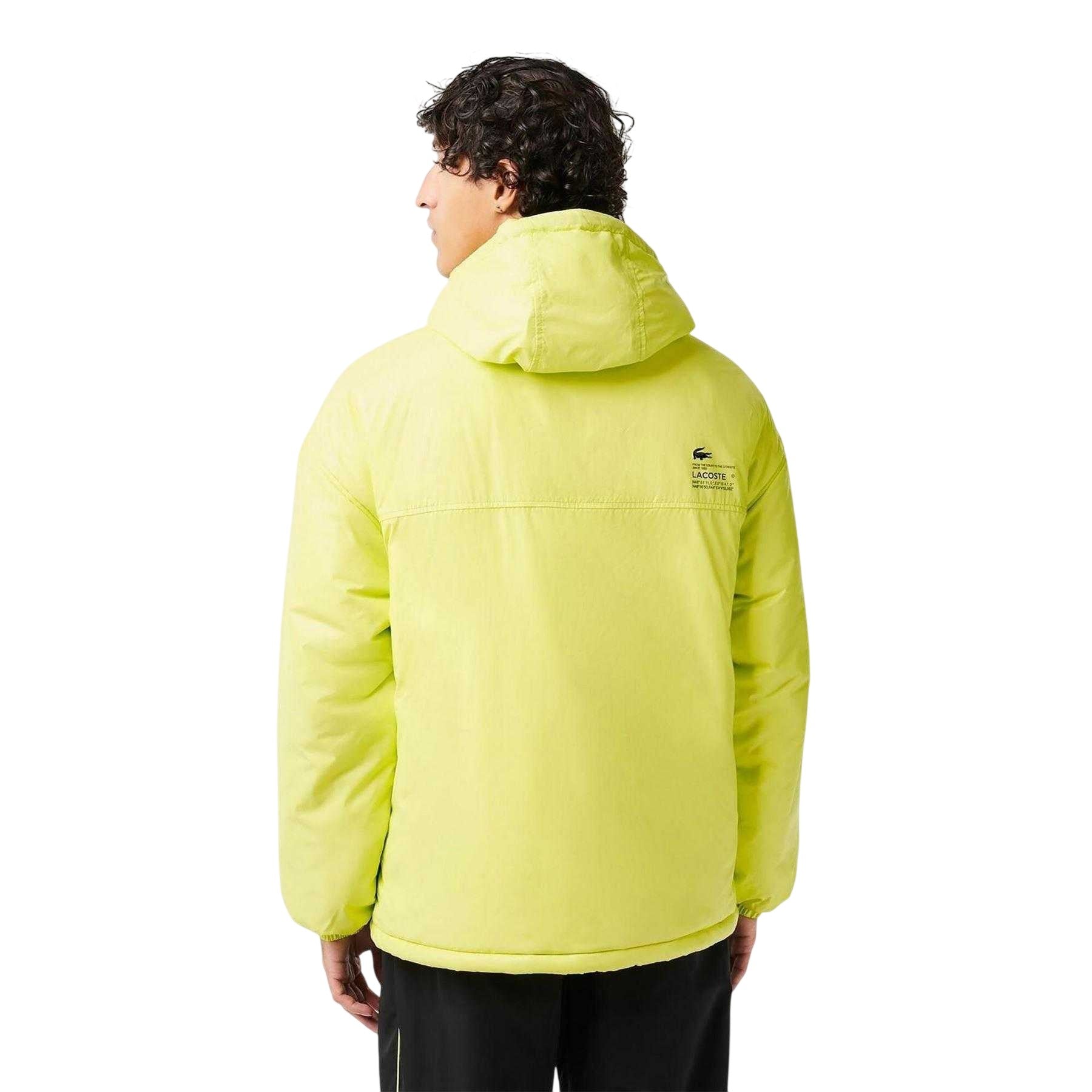 Yellow - Back - Lacoste Mens Popover Padded Hooded Jacket