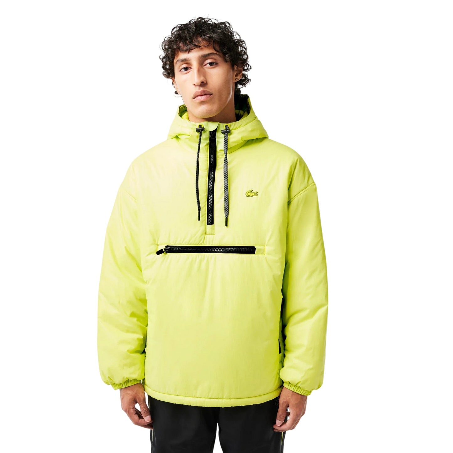 Yellow - Side - Lacoste Mens Popover Padded Hooded Jacket