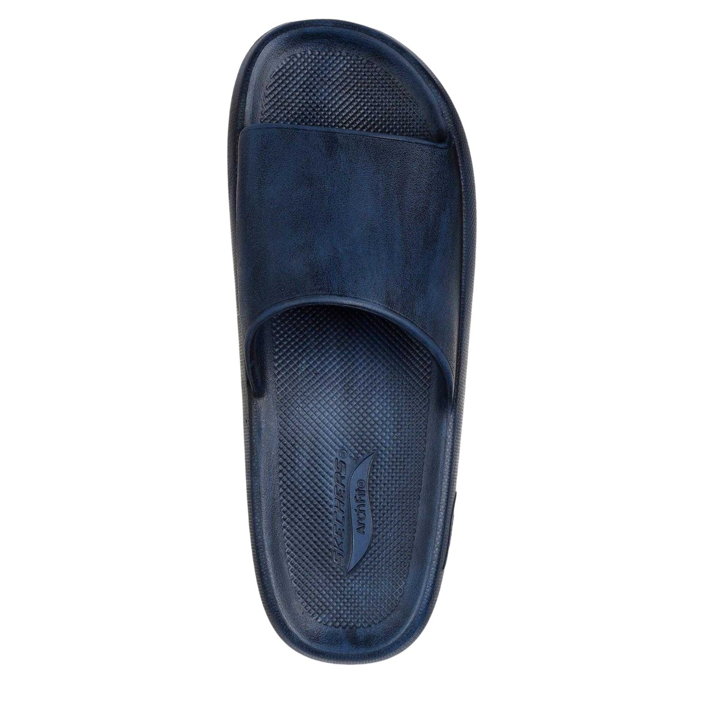 Navy - Side - Skechers Mens Arch Fit Slippers