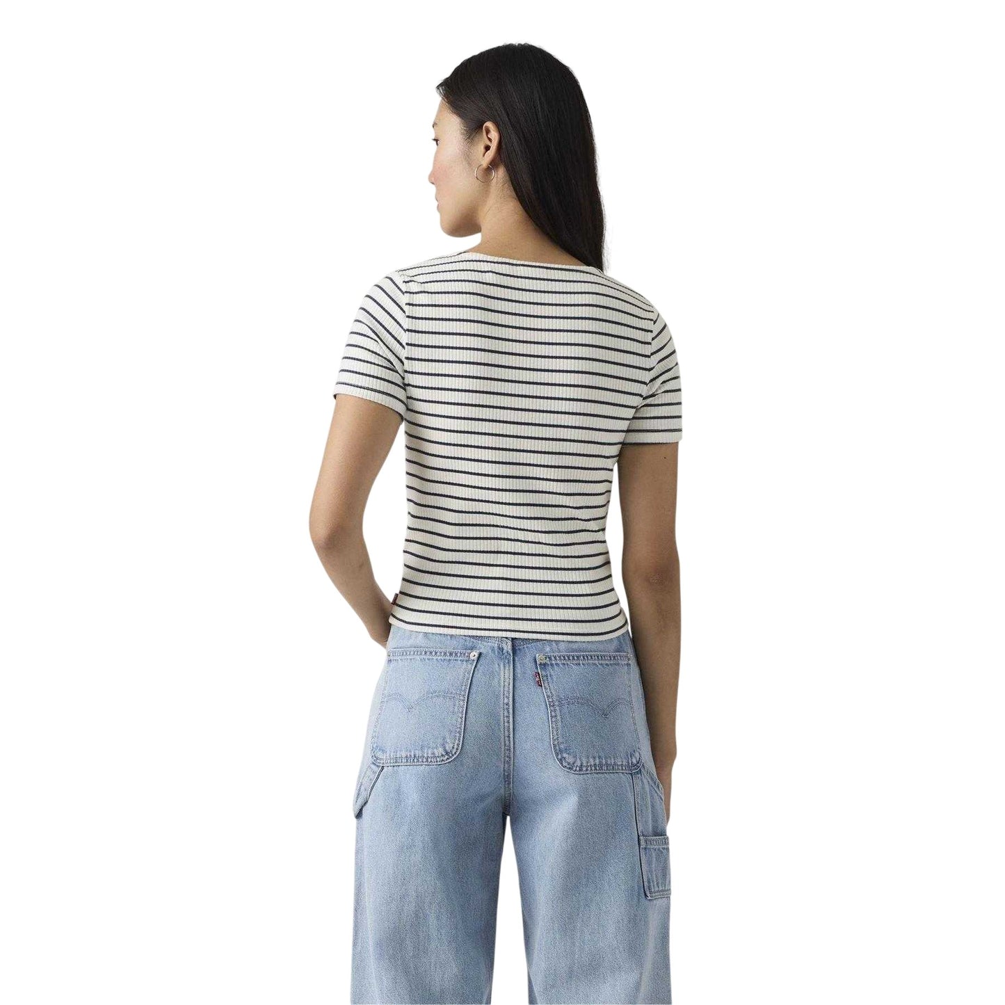 Peacoat Blue - Back - Levis Womens-Ladies Striped T-Shirt