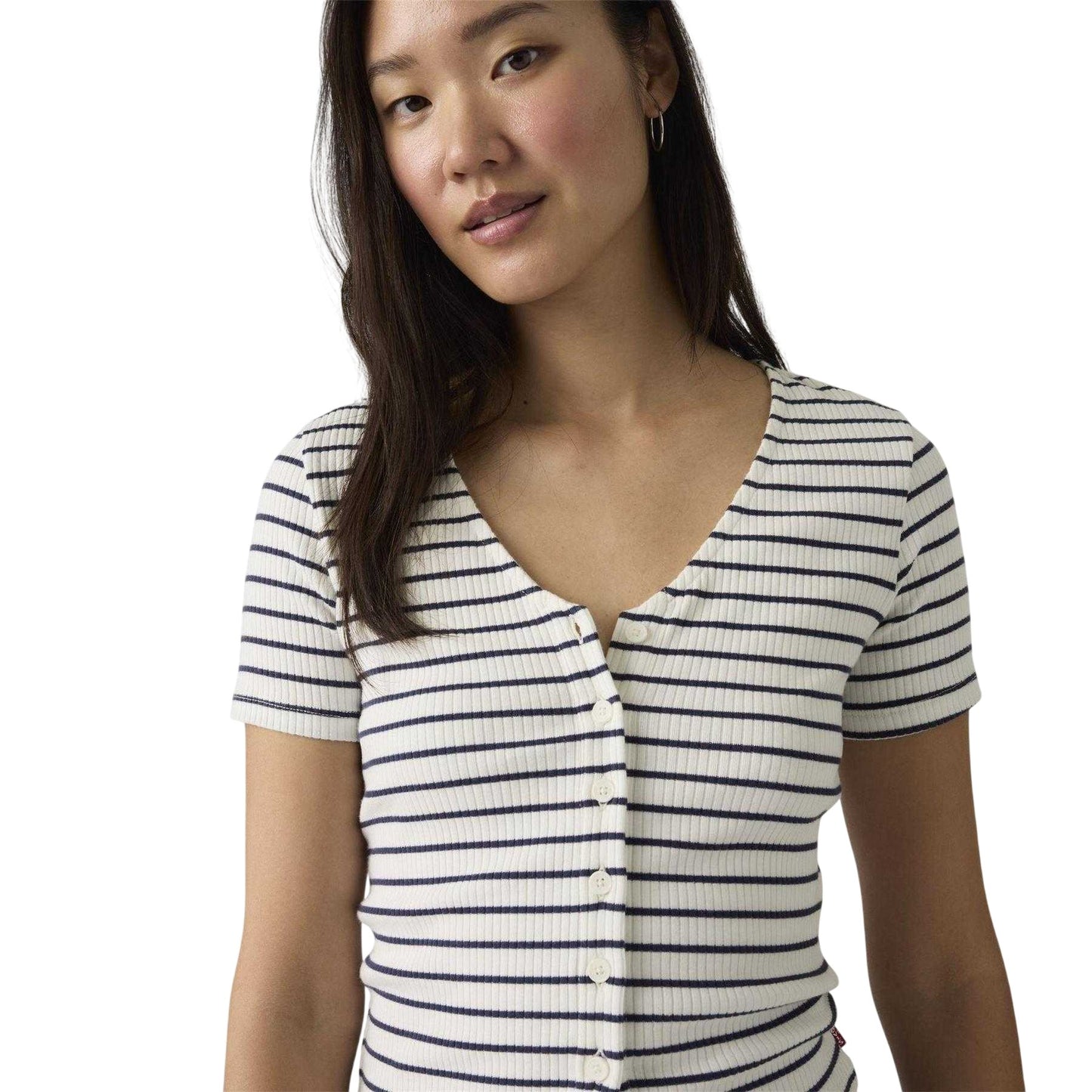 Peacoat Blue - Side - Levis Womens-Ladies Striped T-Shirt
