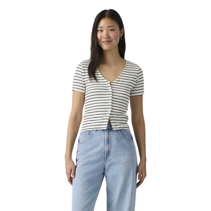Peacoat Blue - Front - Levis Womens-Ladies Striped T-Shirt