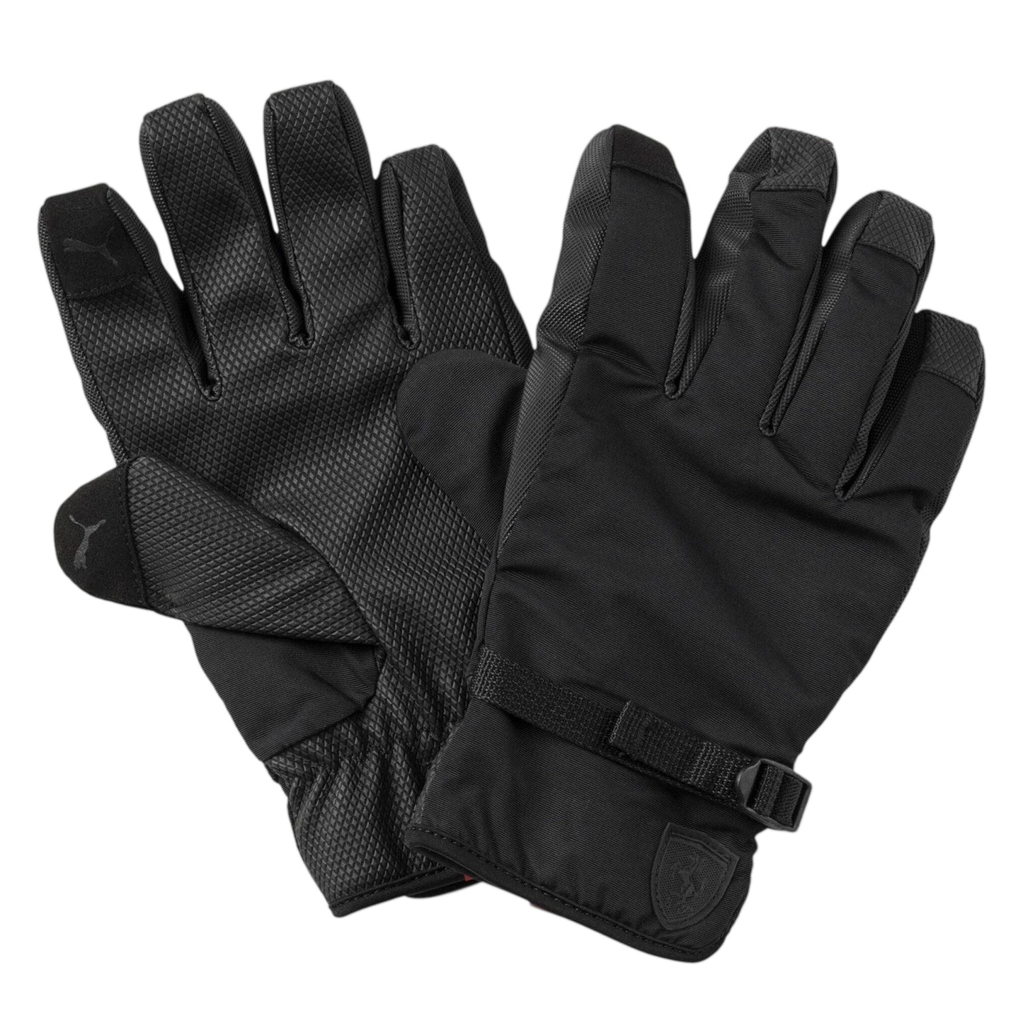 Black - Side - Puma Mens Fleece Shield Logo Gloves