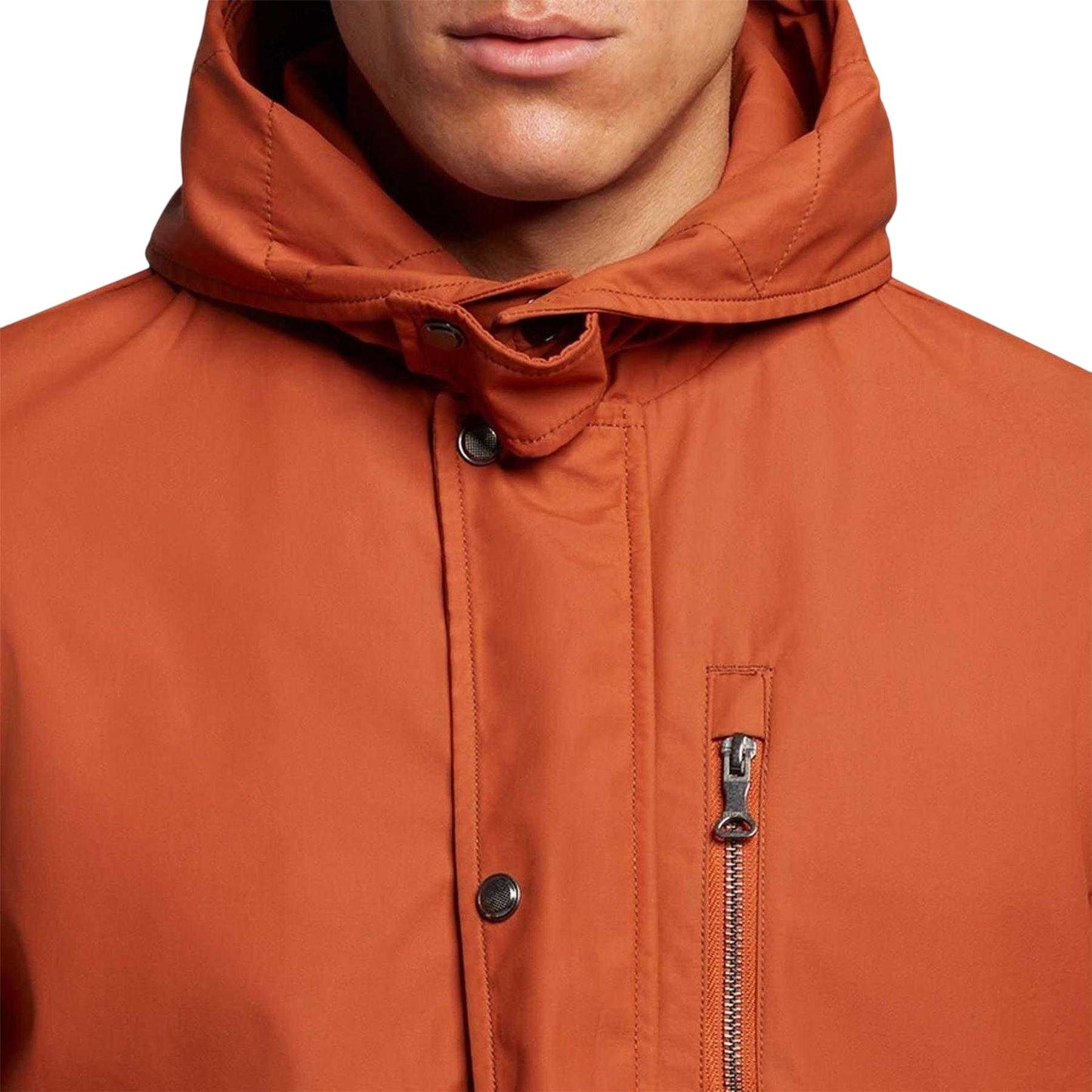 Orange - Side - Lyle & Scott Mens Cotton Blend Hooded Jacket