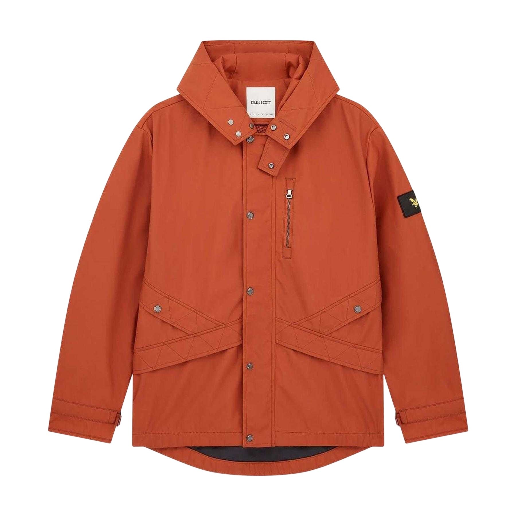 Orange - Front - Lyle & Scott Mens Cotton Blend Hooded Jacket