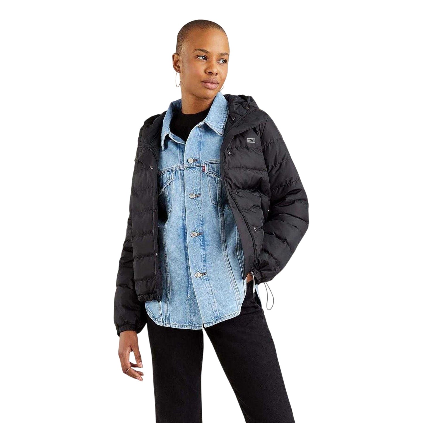 Black - Front - Levis Womens-Ladies Packable Slim Puffer Jacket