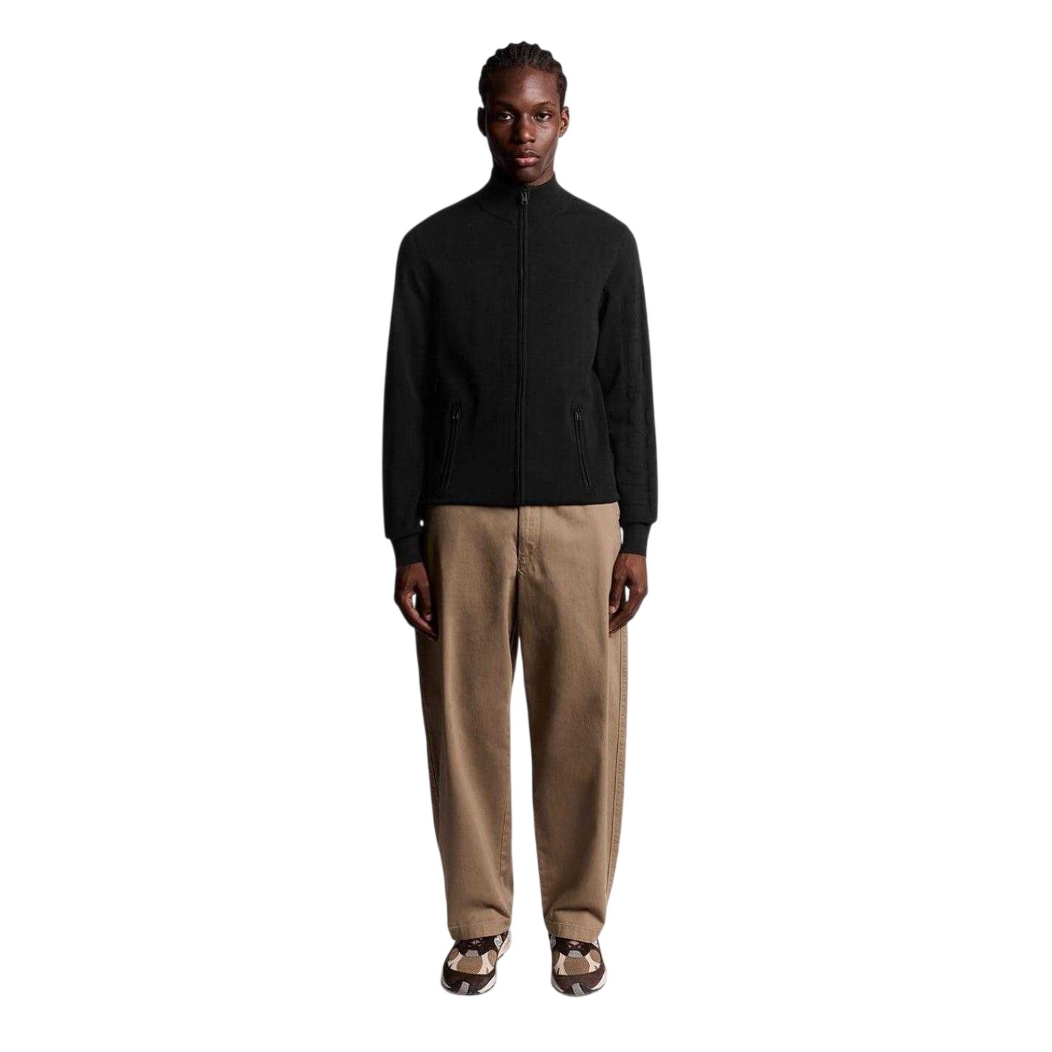 Putty - Pack Shot - Lyle & Scott Mens Mock Neck Regular Track Jacket