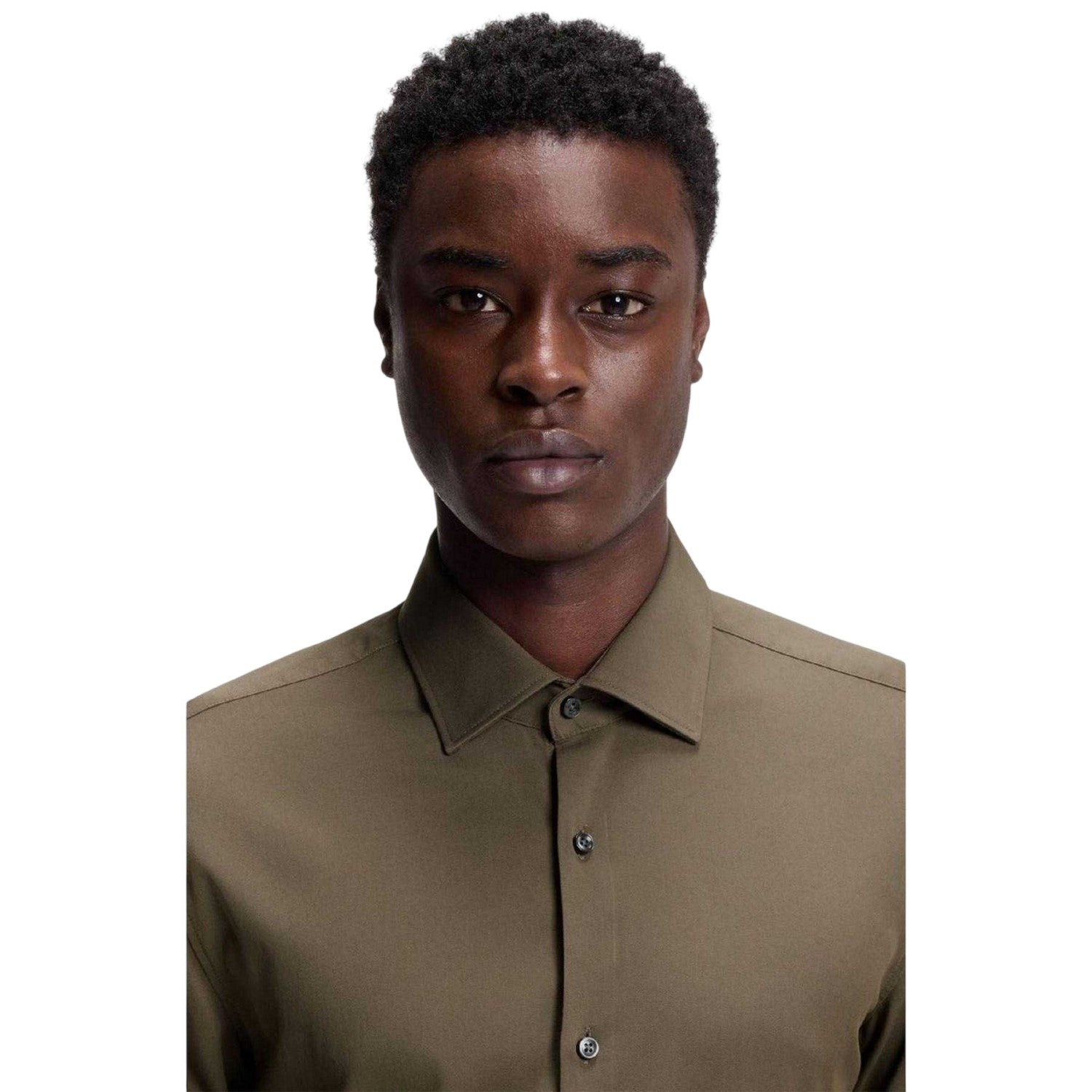 Grey - Side - Hugo Boss Mens Solid Slim Long-Sleeved Shirt