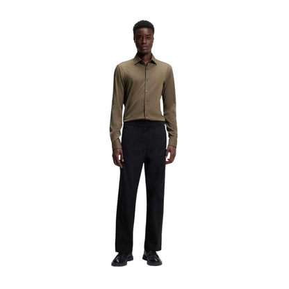 Grey - Pack Shot - Hugo Boss Mens Solid Slim Long-Sleeved Shirt