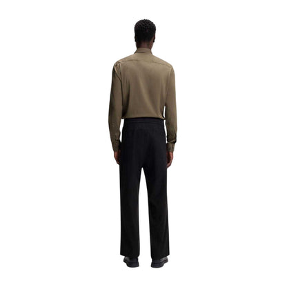 Grey - Close up - Hugo Boss Mens Solid Slim Long-Sleeved Shirt