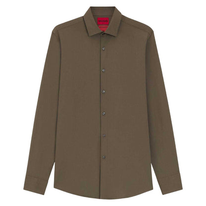 Grey - Front - Hugo Boss Mens Solid Slim Long-Sleeved Shirt