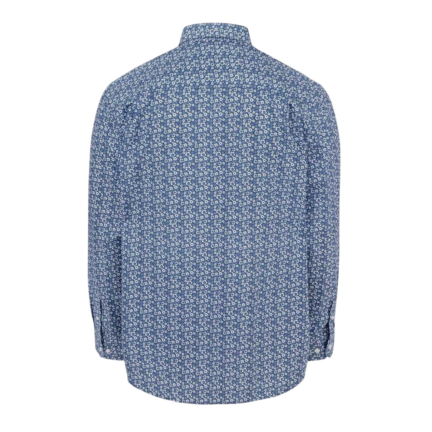 Floral - Back - Fabric Mens Floral Poplin Long-Sleeved Shirt
