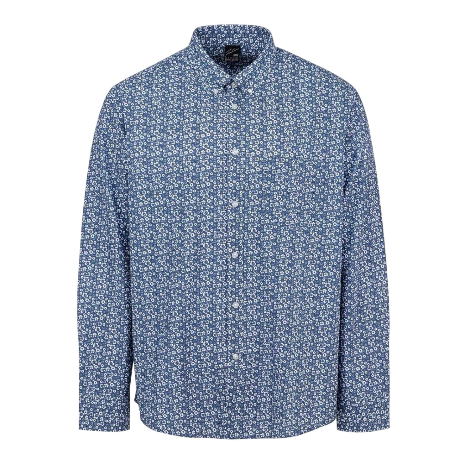 Floral - Front - Fabric Mens Floral Poplin Long-Sleeved Shirt
