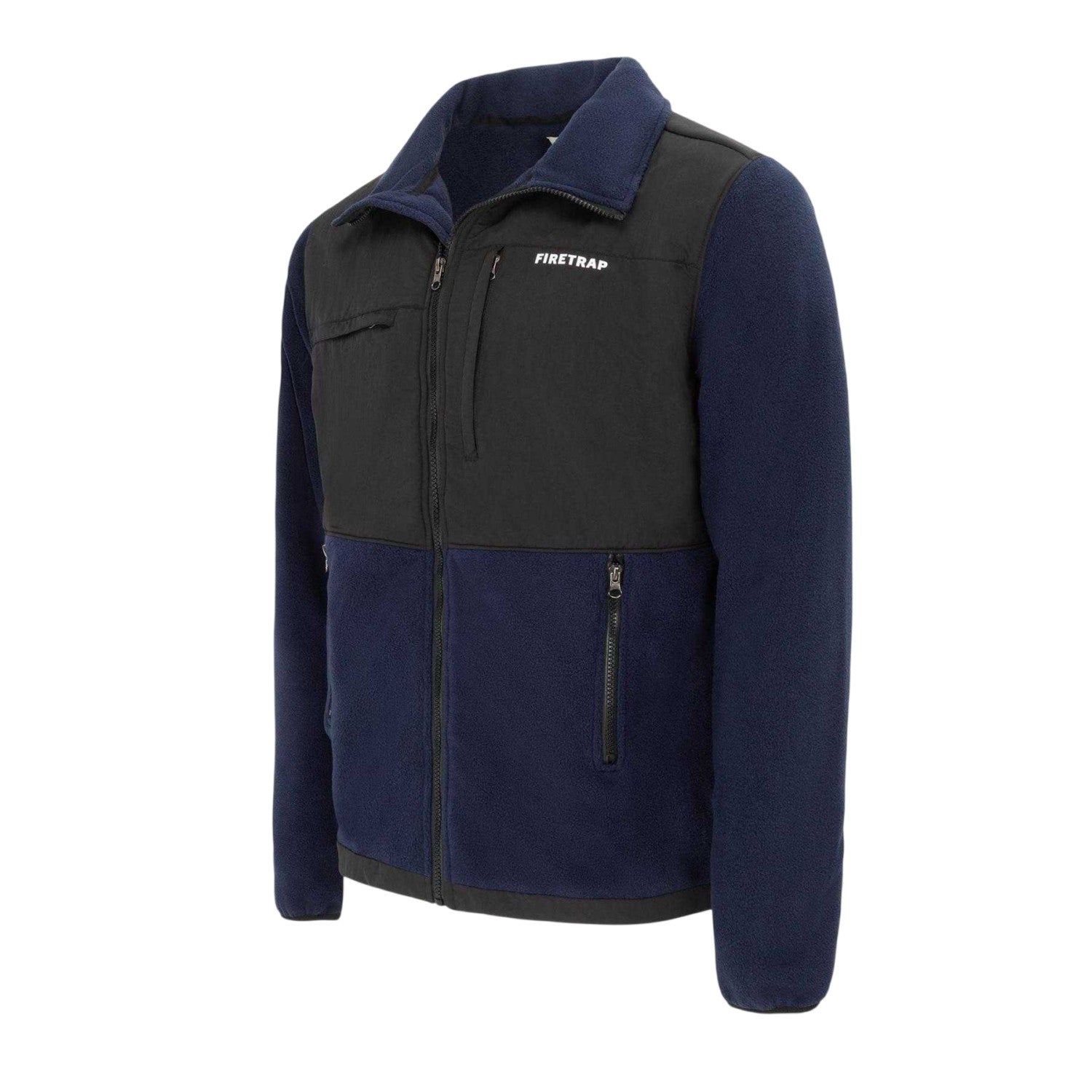 Maritime Blue - Side - Firetrap Mens Colour Block Fleece Jacket
