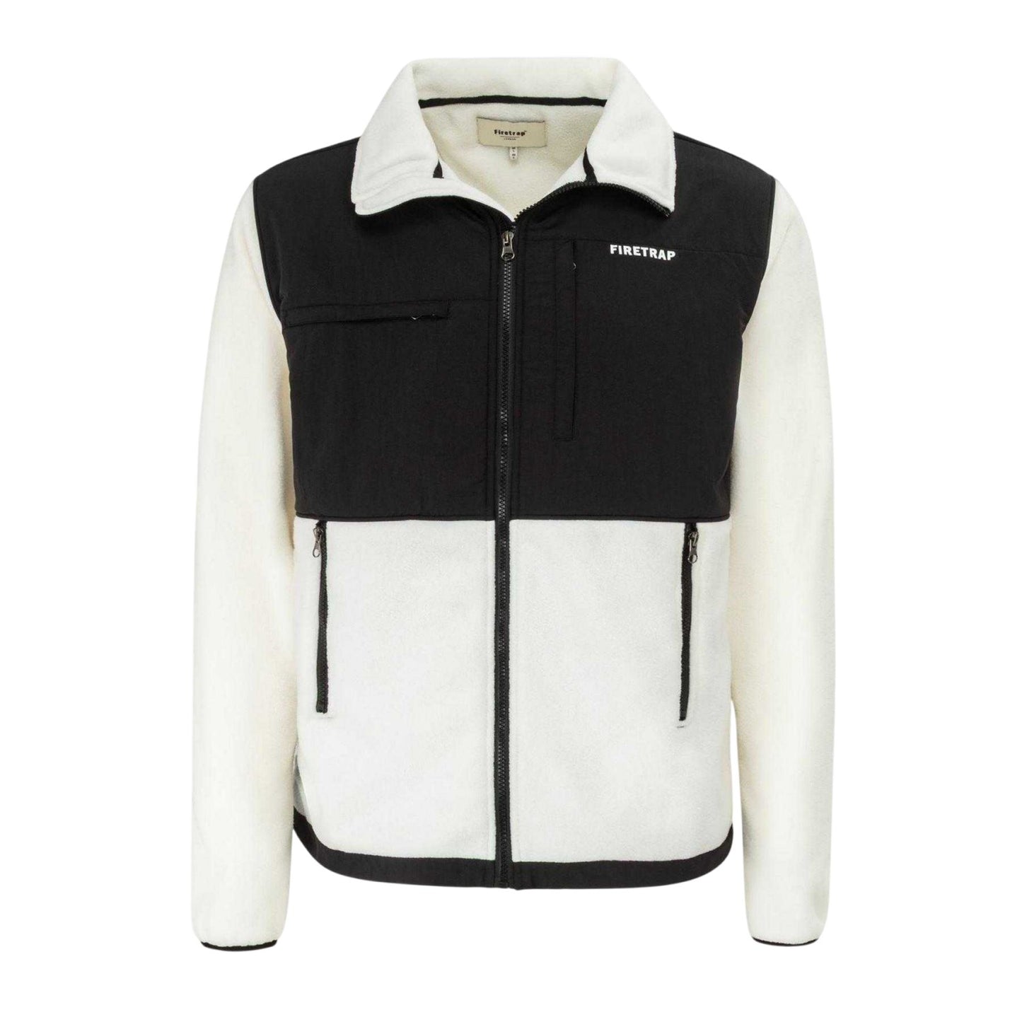 Natural - Front - Firetrap Mens Colour Block Fleece Jacket