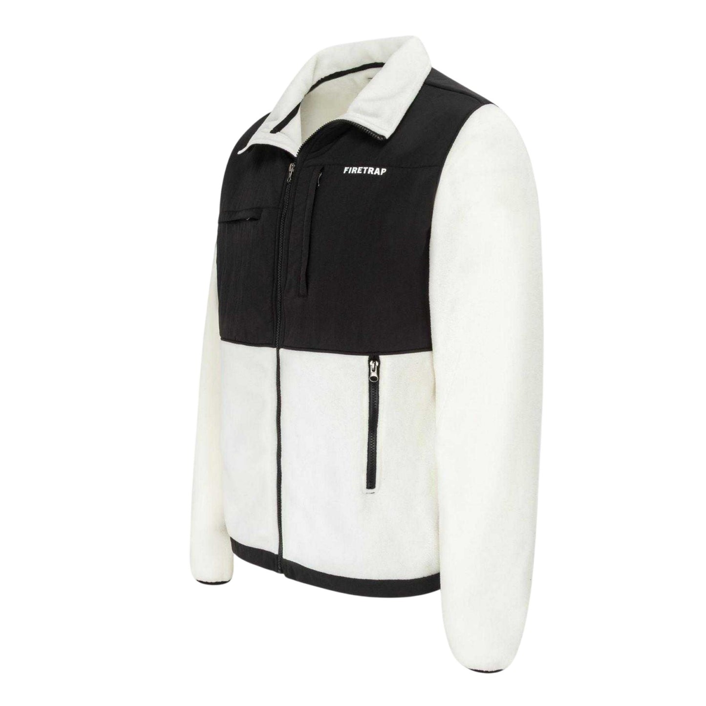 Natural - Side - Firetrap Mens Colour Block Fleece Jacket