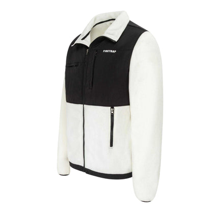 Natural - Side - Firetrap Mens Colour Block Fleece Jacket