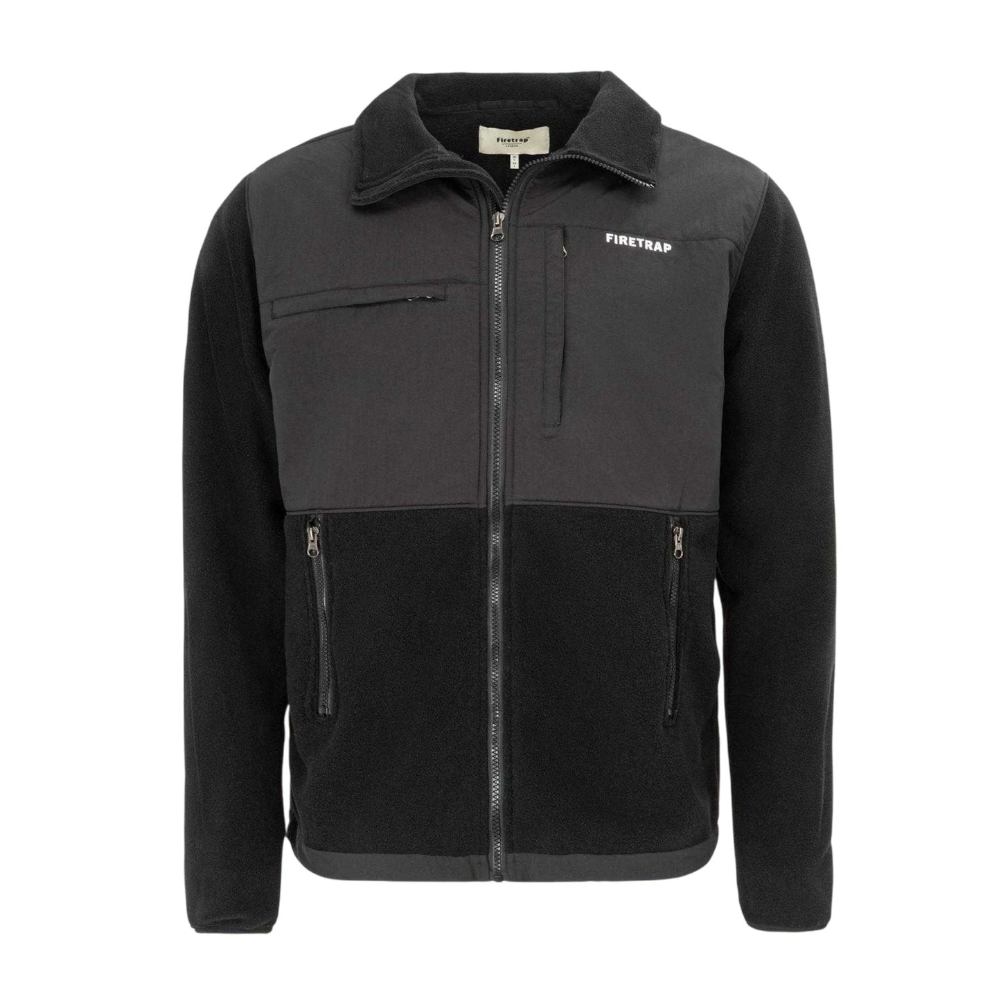 Black - Front - Firetrap Mens Colour Block Fleece Jacket