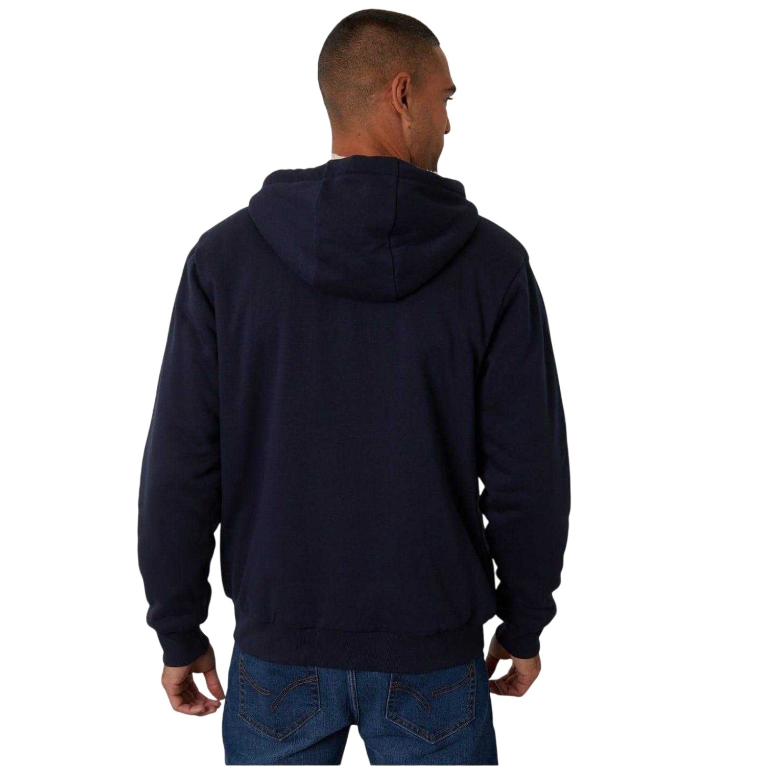 Navy-Cream - Back - Threadbare Mens Borg Lined Hooded Jacket