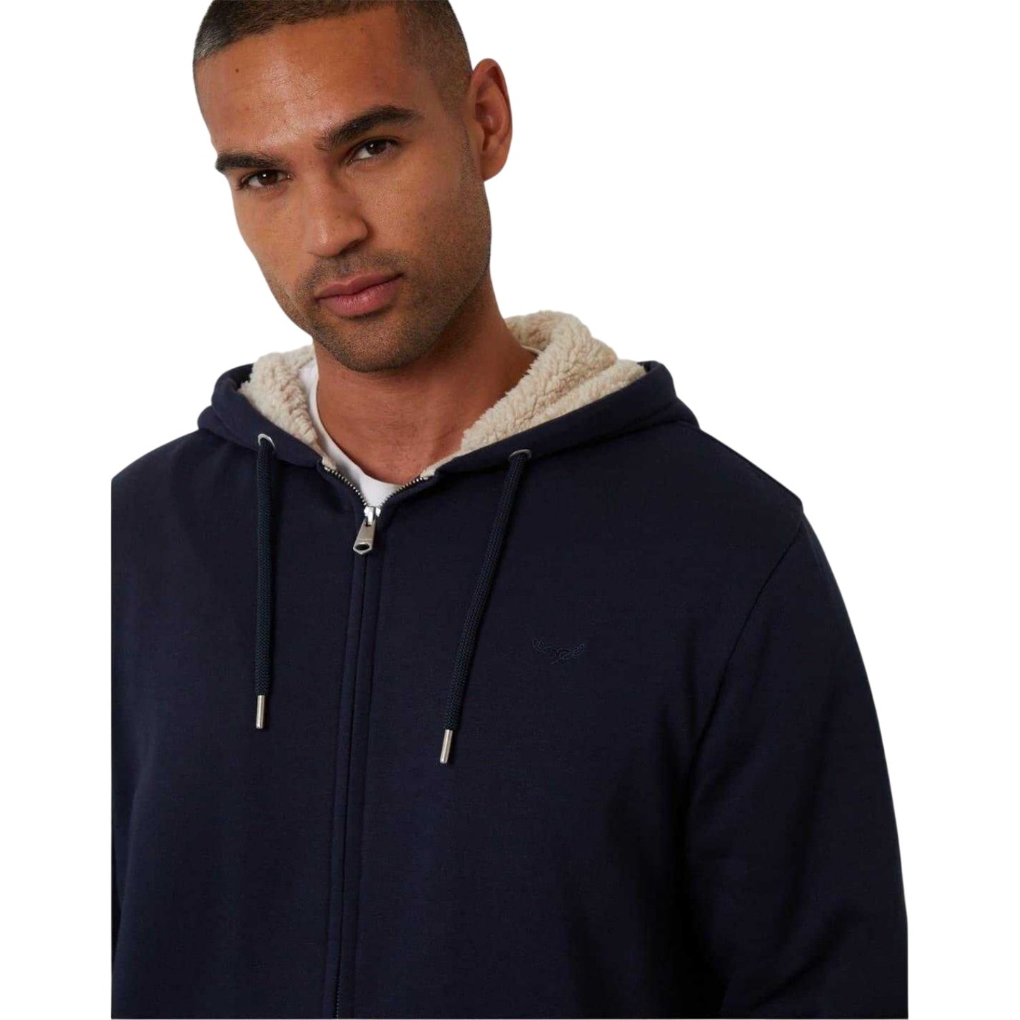 Navy-Cream - Side - Threadbare Mens Borg Lined Hooded Jacket
