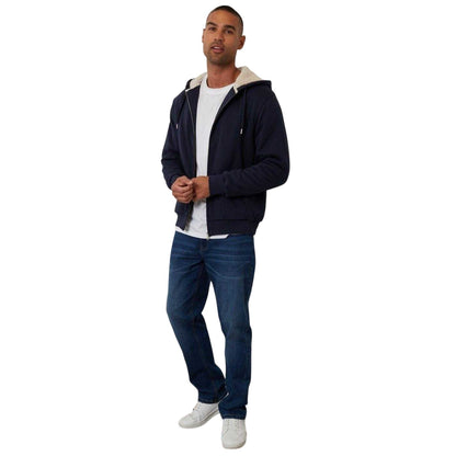 Navy-Cream - Lifestyle - Threadbare Mens Borg Lined Hooded Jacket