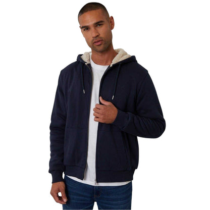Navy-Cream - Front - Threadbare Mens Borg Lined Hooded Jacket