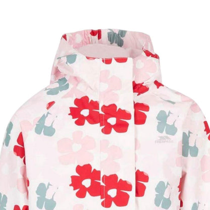 Red - Side - Trespass Girls Floral Waterproof Jacket