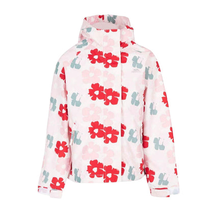 Red - Front - Trespass Girls Floral Waterproof Jacket