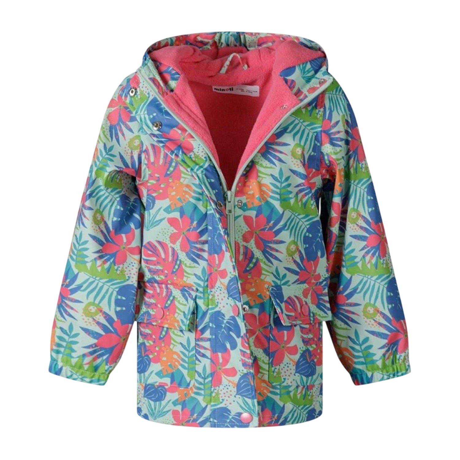 Mint - Side - Minoti Girls Tropical Raincoat