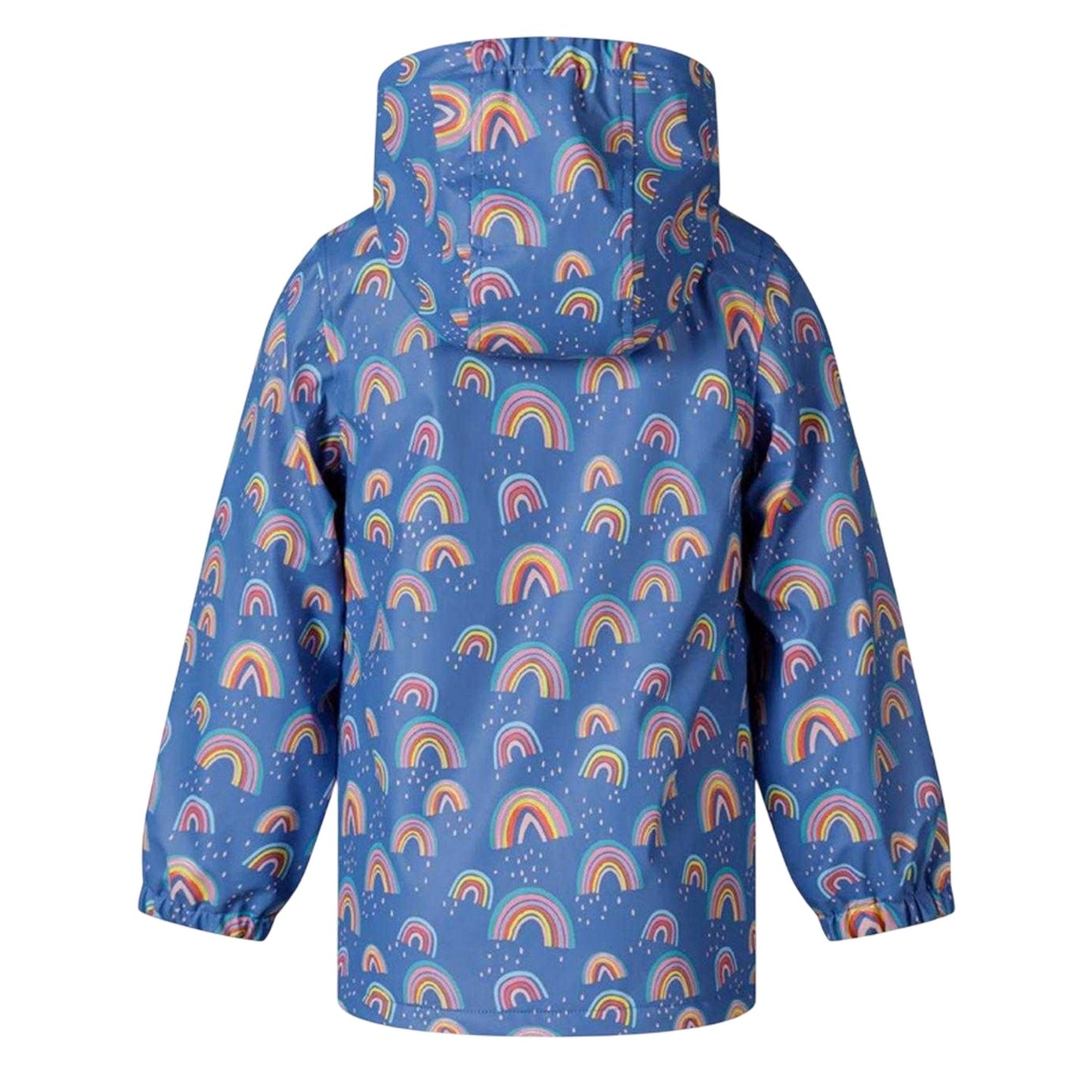 Royal Blue - Back - Minoti Girls Rainbow Raincoat