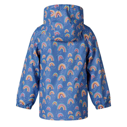 Royal Blue - Back - Minoti Girls Rainbow Raincoat