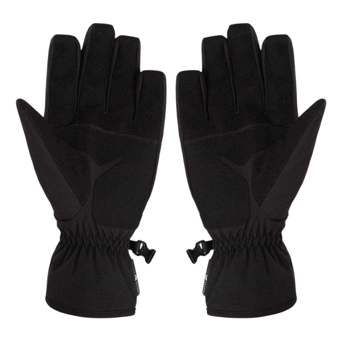 Black - Back - Pretty Green Unisex Adult Wind Resistant Plain Ski Gloves