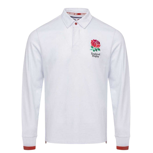 White - Front - England RFU Mens Crest Long-Sleeved Rugby Jersey