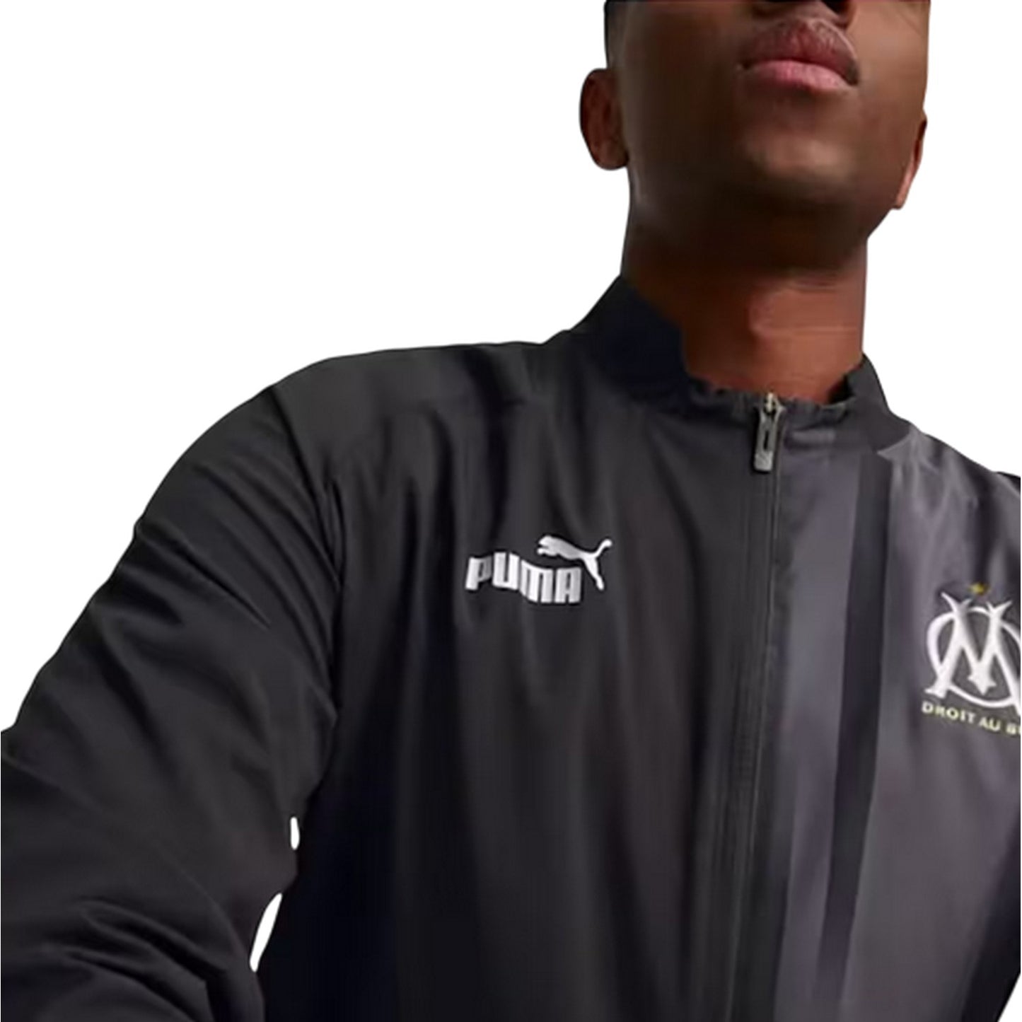 Black - Side - Puma Mens Prematch Olympique De Marseille FC Track Jacket