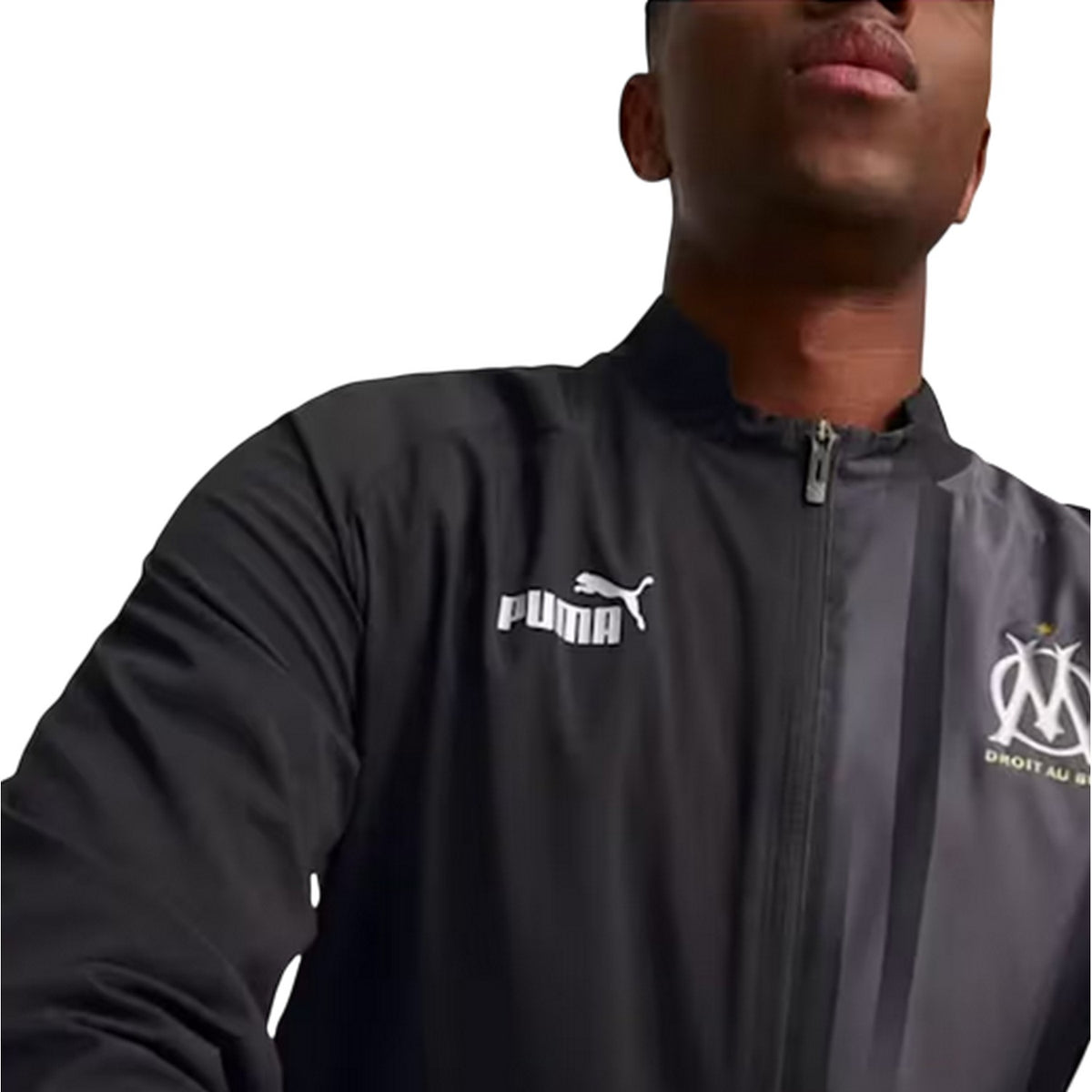 Black - Side - Puma Mens Prematch Olympique De Marseille FC Track Jacket