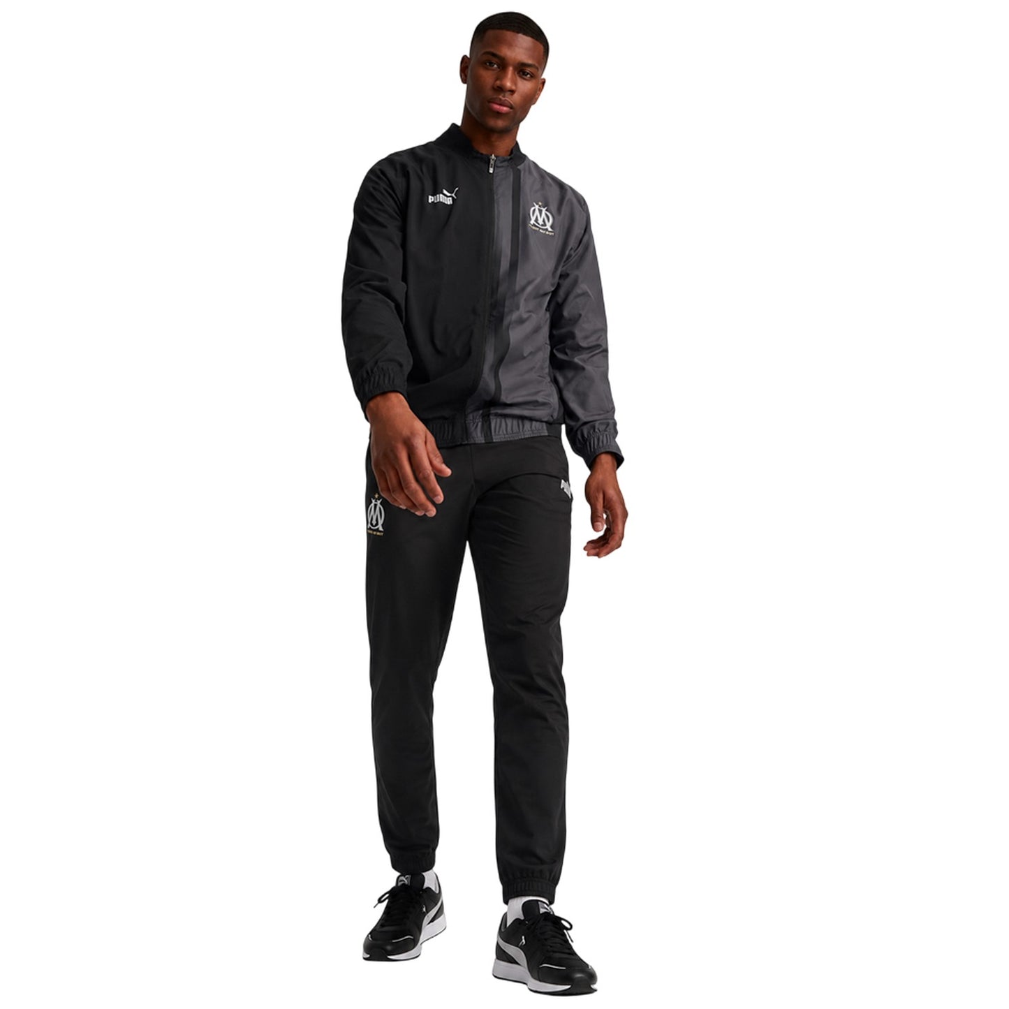Black - Pack Shot - Puma Mens Prematch Olympique De Marseille FC Track Jacket