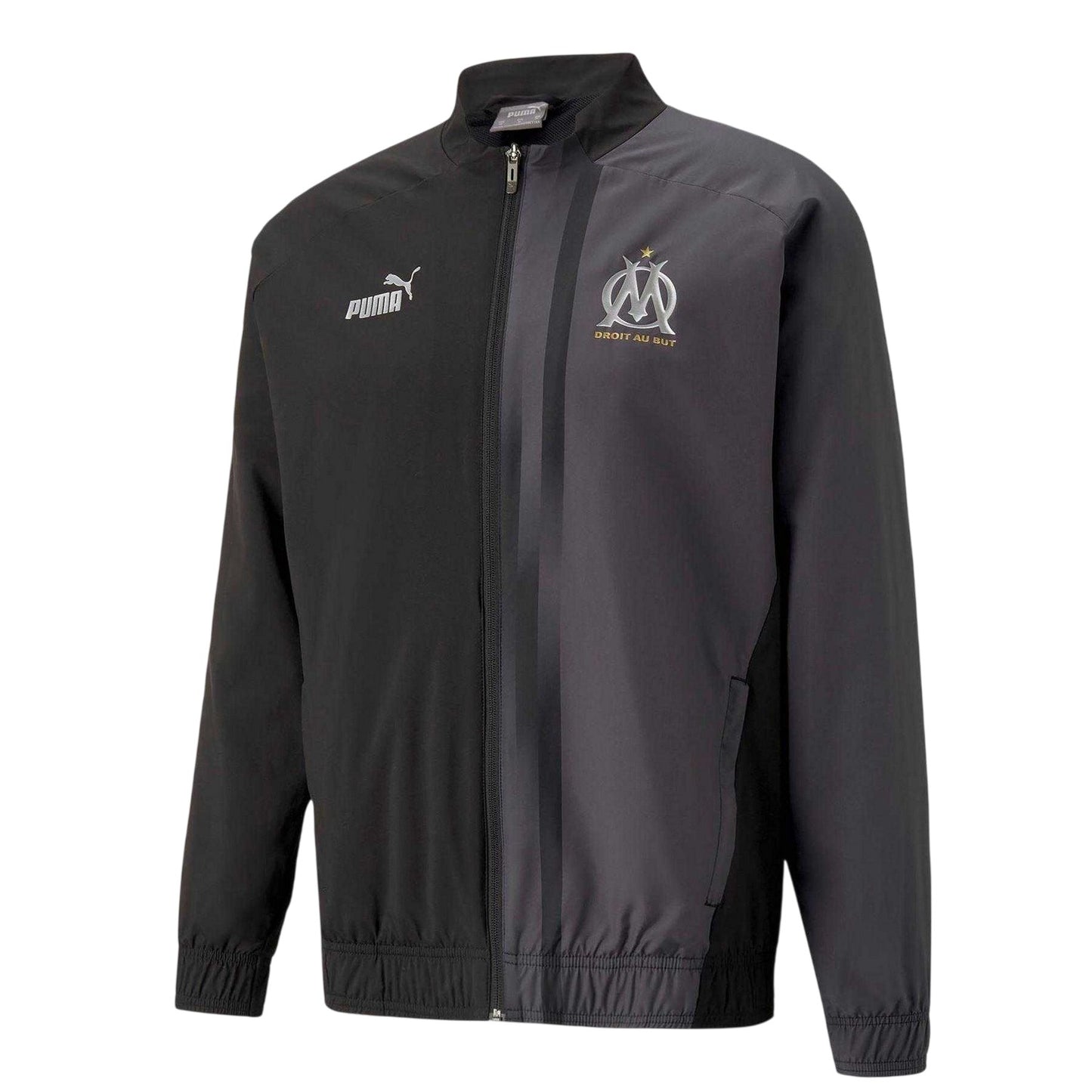 Black - Front - Puma Mens Prematch Olympique De Marseille FC Track Jacket