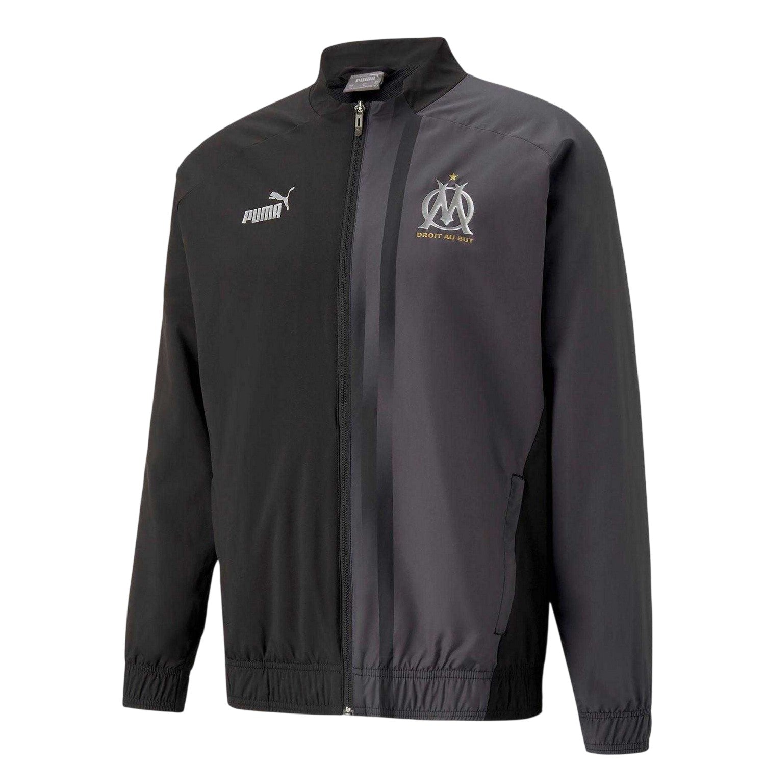 Black - Front - Puma Mens Prematch Olympique De Marseille FC Track Jacket