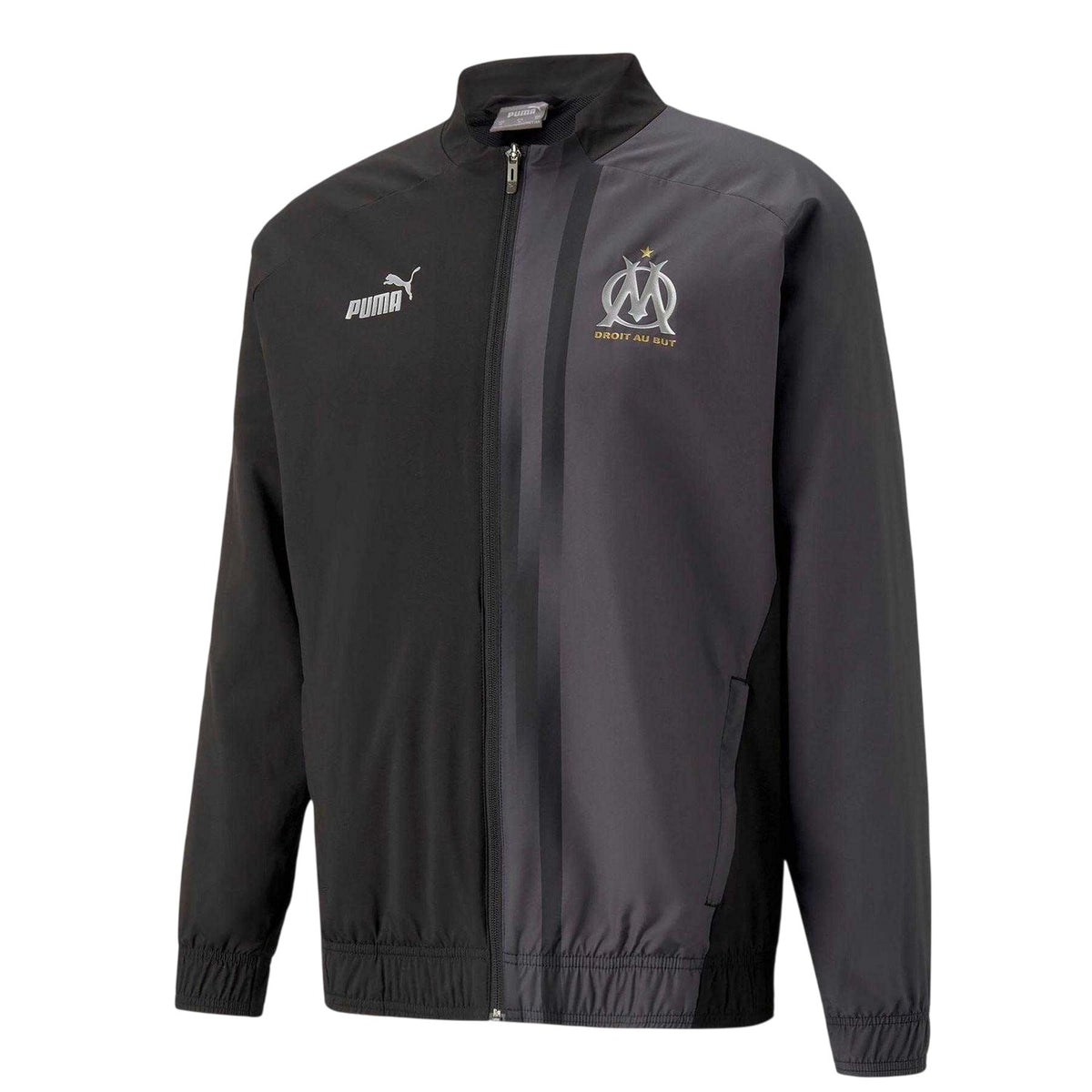 Black - Front - Puma Mens Prematch Olympique De Marseille FC Track Jacket