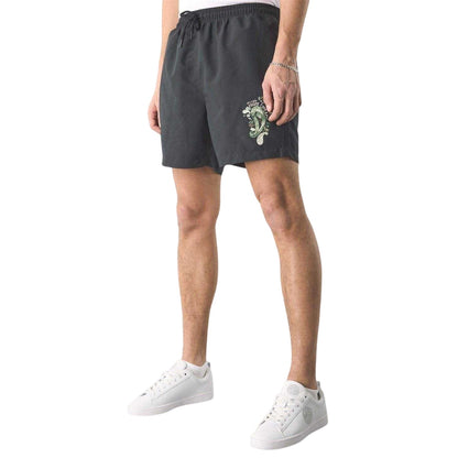 Black - Side - Pretty Green Mens Graphic Print Swim Shorts
