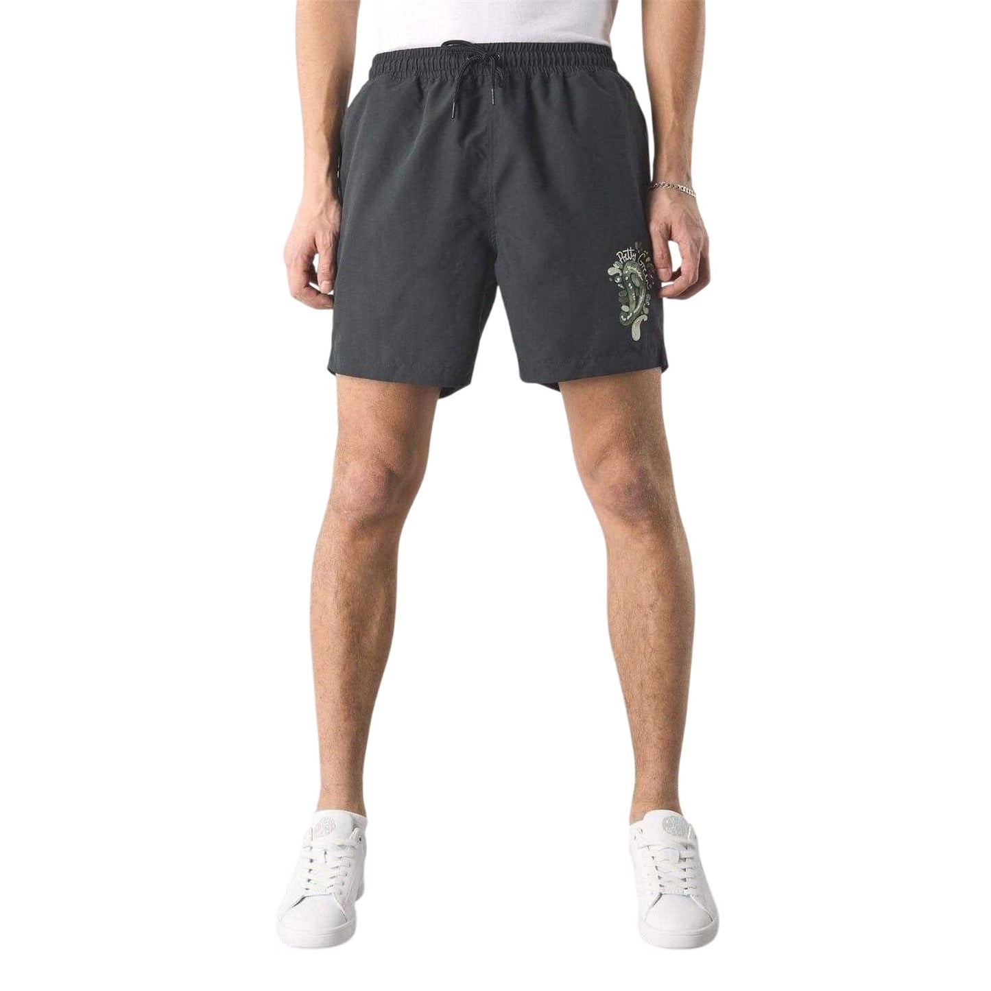 Black - Lifestyle - Pretty Green Mens Graphic Print Swim Shorts
