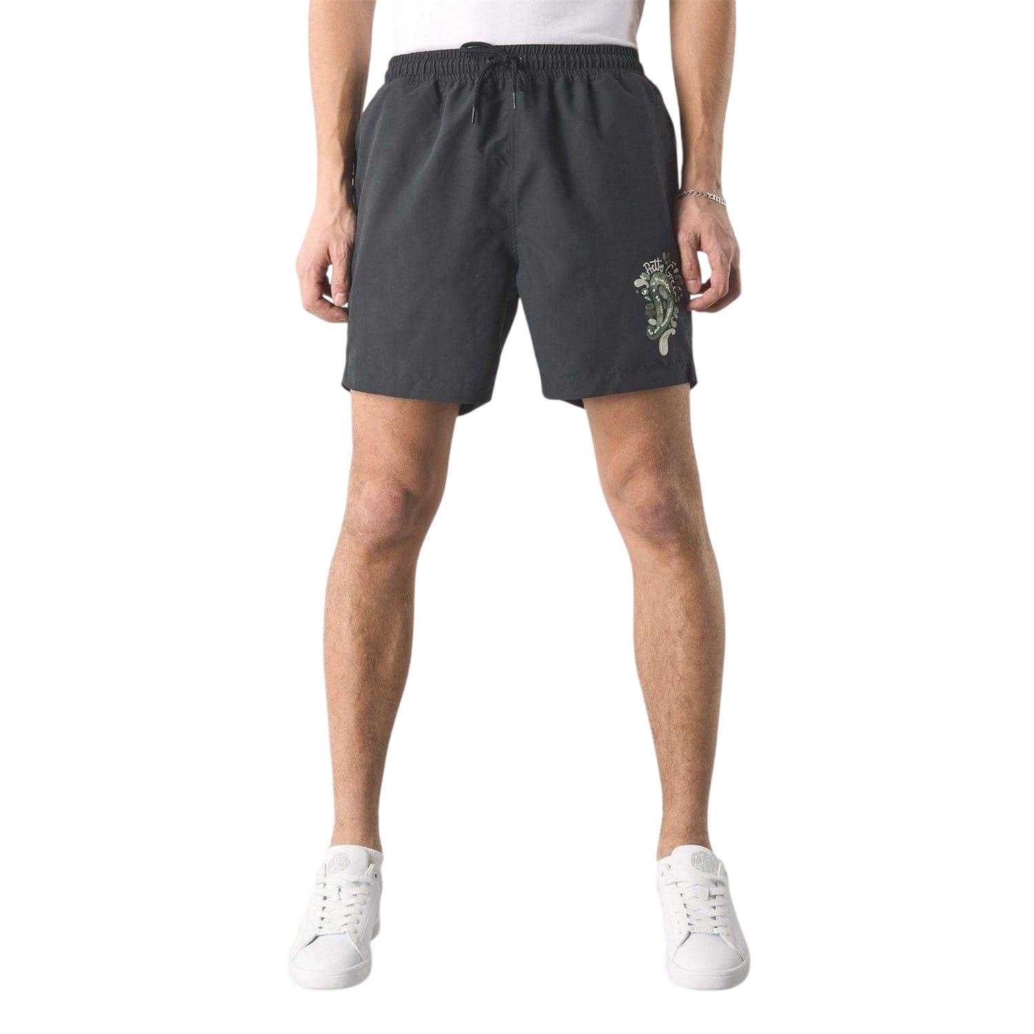 Black - Lifestyle - Pretty Green Mens Graphic Print Swim Shorts