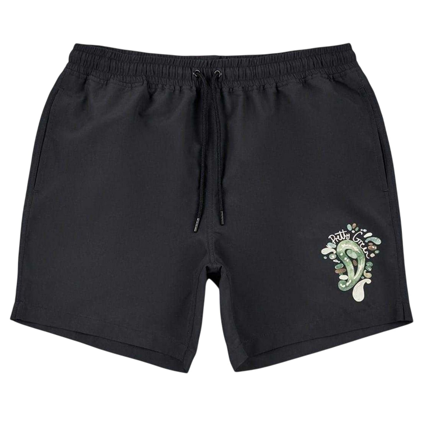Black - Front - Pretty Green Mens Graphic Print Swim Shorts