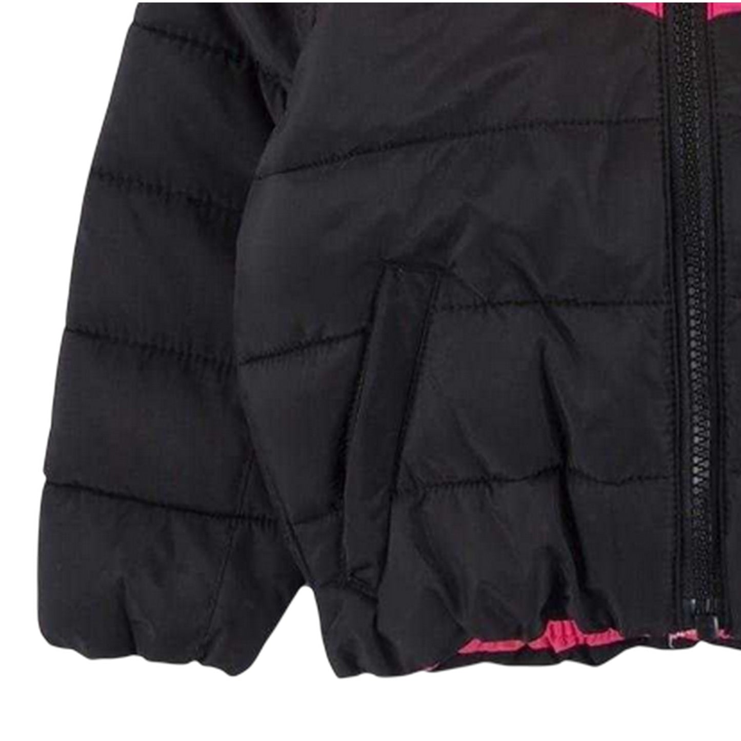 Black-Pink - Back - Nike Baby Girls Contrast Striped Puffer Jacket